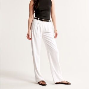 Abercrombie & Fitch Sloane Low Rise Tailored Linen-blend White Pant 25 Short